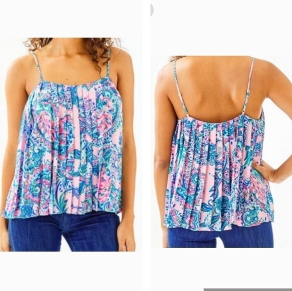 Lilly Pulitzer Rein Top In Pink Tropics Tint Tangerine Dream Size XS - Picture 13 of 13